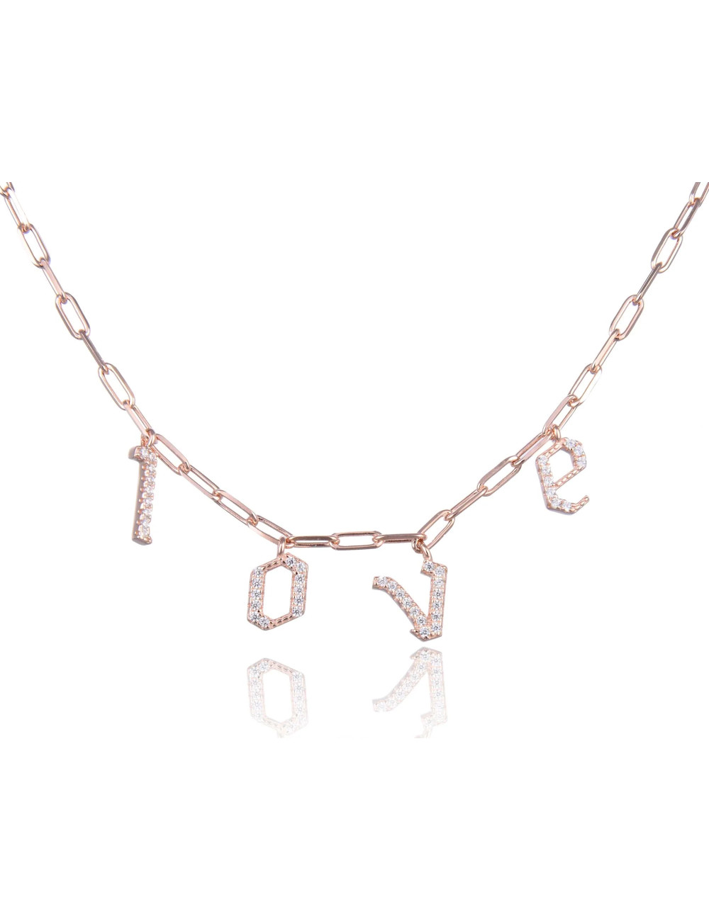 Collier Message LOVE Brillants pour Offrir- Argent 925, Or Fin