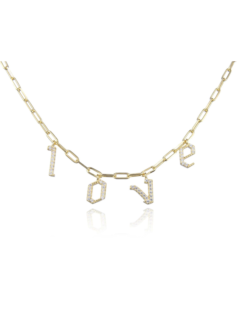 Collier Message LOVE Brillants pour Offrir- Argent 925, Or Fin