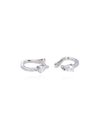 Earcuffs Poire serti de Brillants sans Trous d'Oreille - Argent925