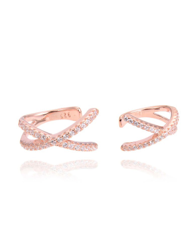 Earcuffs Croisé serties de Brillants. Clips, Boucle sans Trou