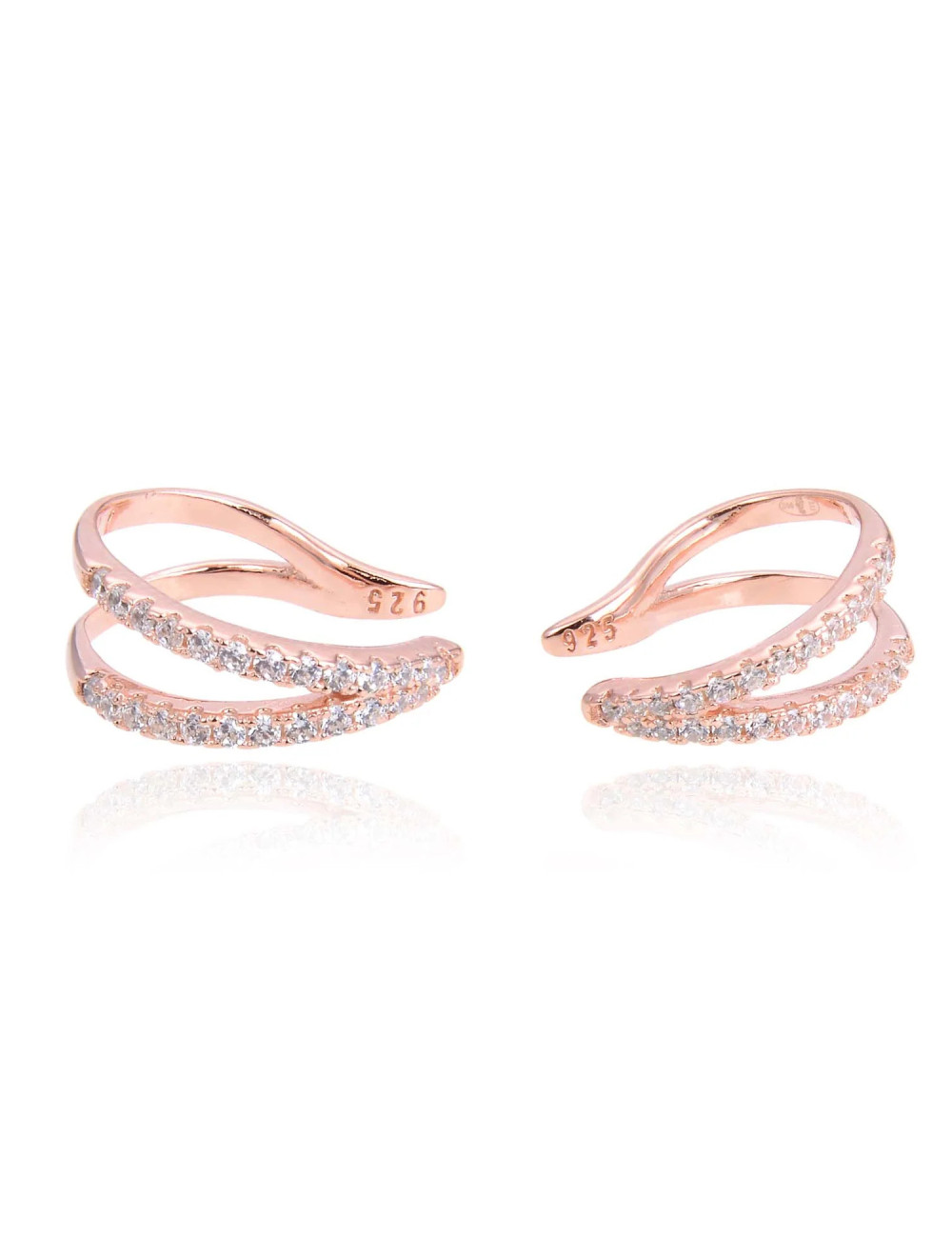 Earcuffs 2 Lignes serties de Brillants. Clips, Boucle sans Trou