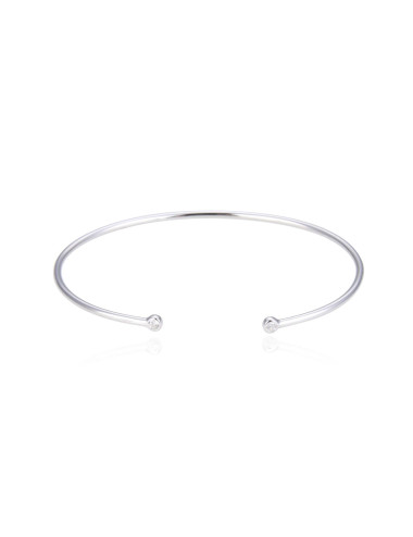 Bracelet Jonc fin ouvert avec diamants  - Or Fin,  Argent Massif