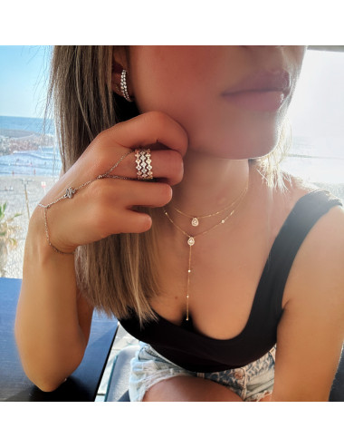 Style bague + chaine de mains + boucle d'oreille