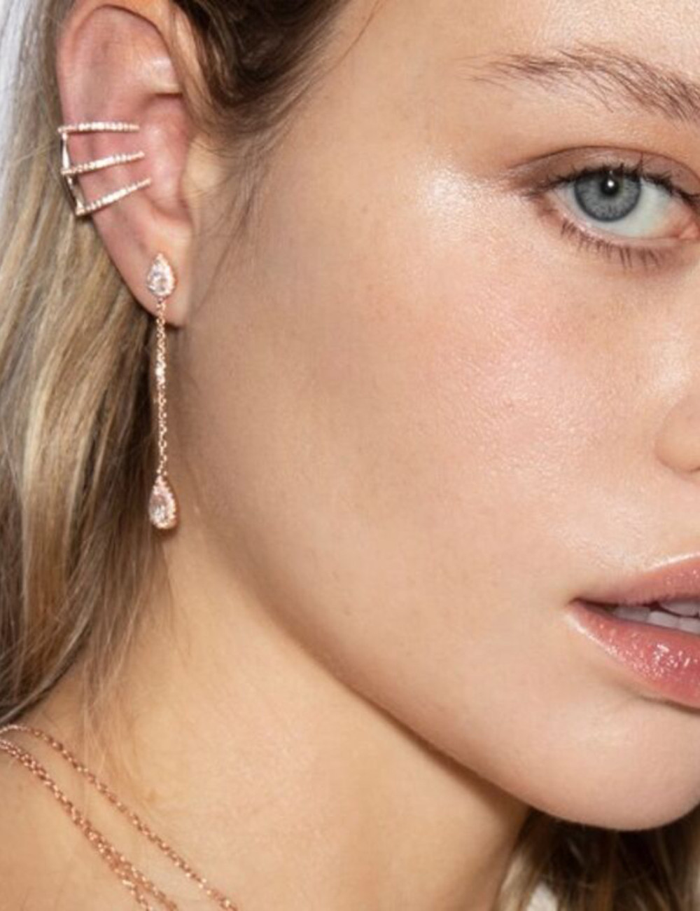 Shop The Look:  Mixer Earcuffs  et boucles Poire pendantes Or Rose