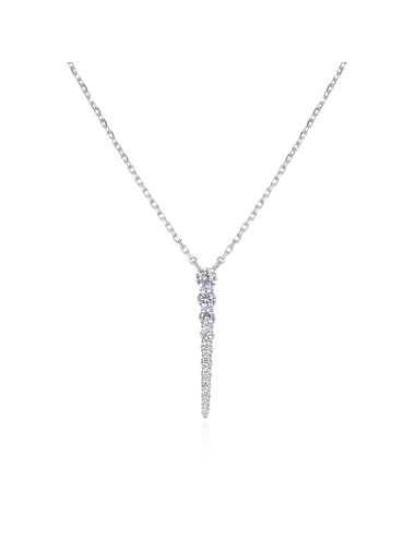 Collier Stalactite avec chute Diamants Ronds en Argent Massif ou Doré