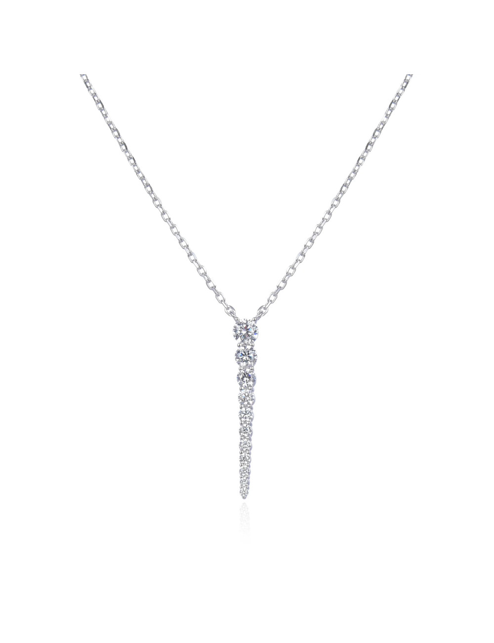 Collier Stalactite avec chute Diamants Ronds en Argent Massif ou Doré