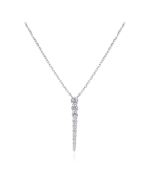 Collier Stalactite avec chute Diamants Ronds en Argent Massif ou Doré