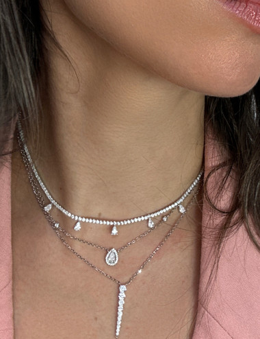 Shop The Look : Trio de collier, rivière de type diamants, choker...