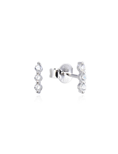 Puces d'oreilles Trio de Diamants en Argent Massif, Or fin