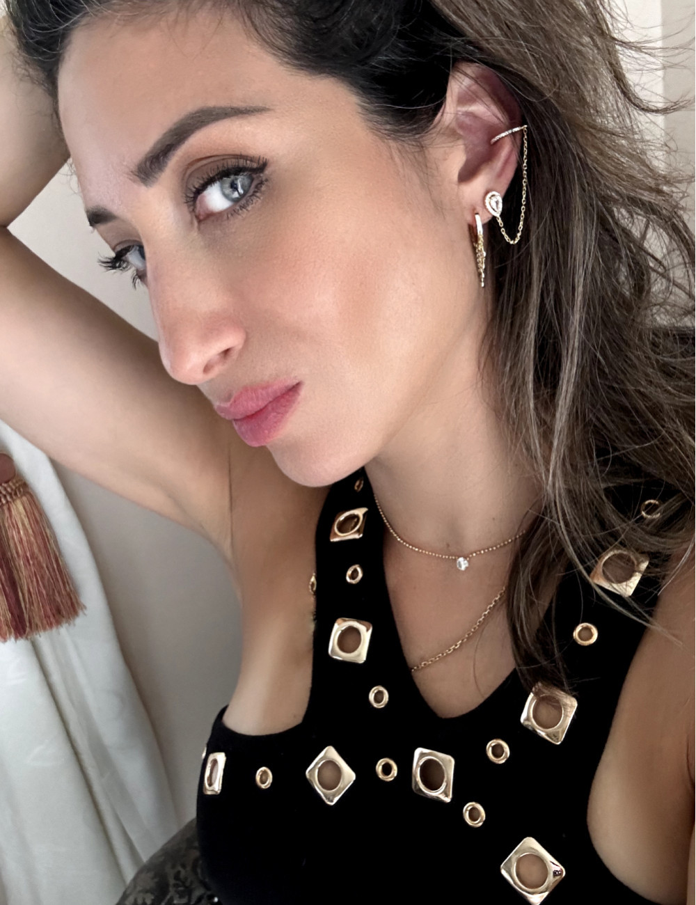 Shop the Look : earcuff or Jaune plaqué Or Fin et Créole tendance multi-chaînes