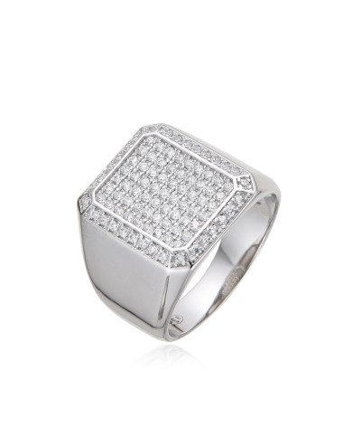 Chevalière argent  petit doigt diamants