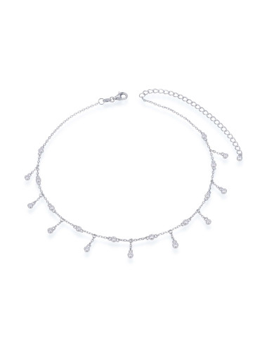 Collier chocker avec pampilles et Zirconium  forme diamants ronds sert