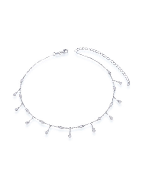 Collier chocker avec pampilles et Zirconium  forme diamants ronds sert