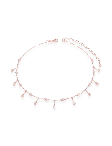 Collier chocker avec pampilles et Zirconium  forme diamants ronds sert