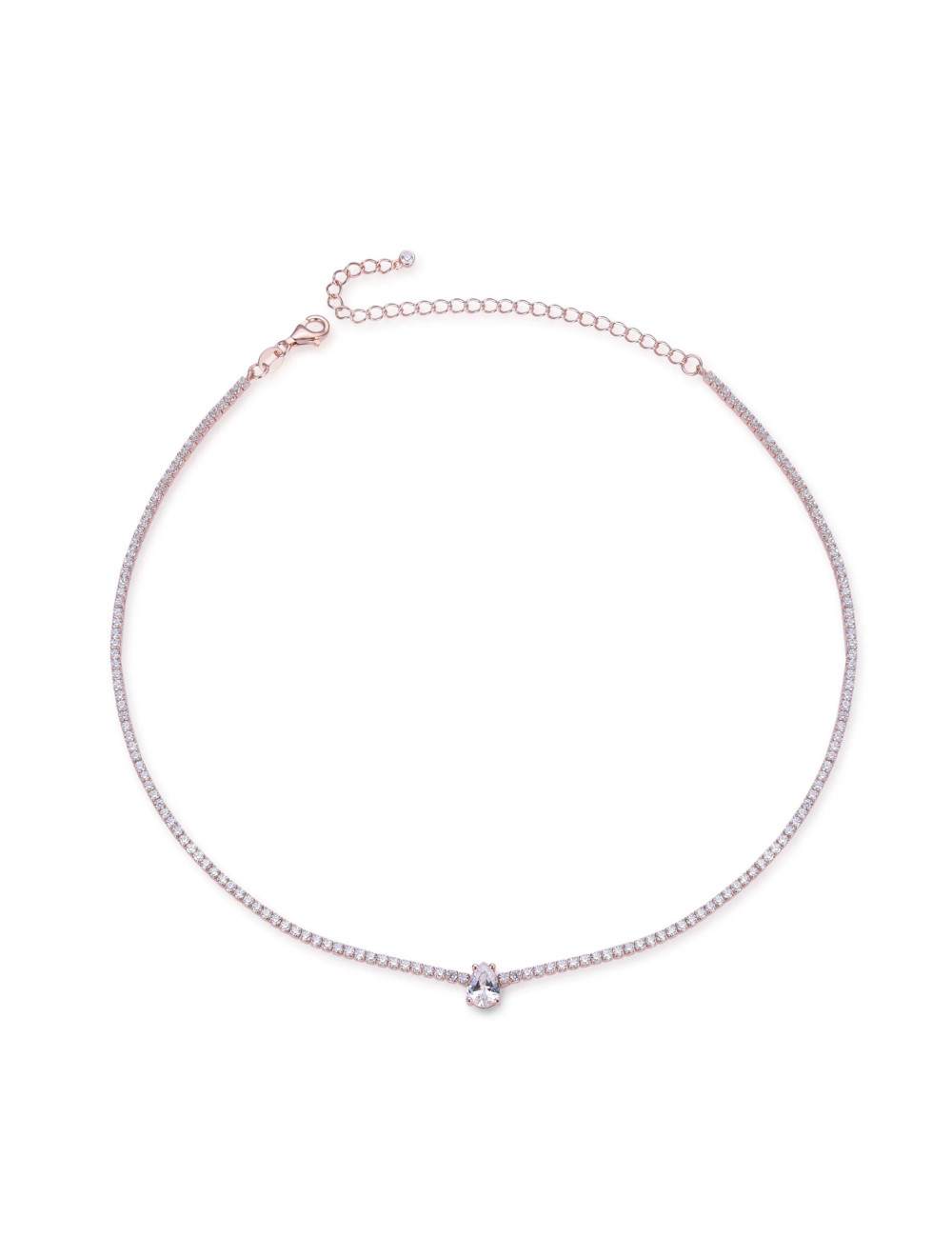 Collier Chocker Rivière Diamant POIRE en Or Fin ou Argent Massif