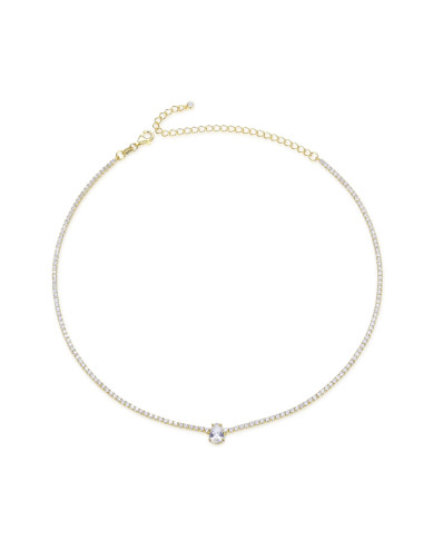 Collier Chocker Rivière Diamant POIRE en Or Fin ou Argent Massif