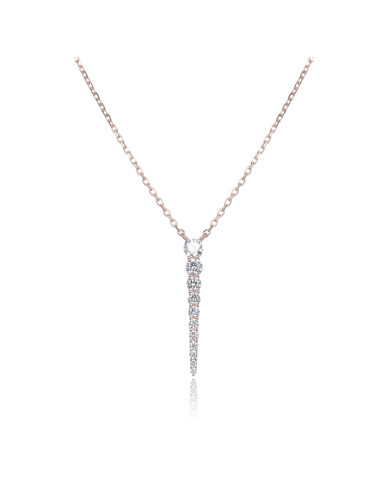 Collier Stalactite avec chute Diamants Ronds en Argent Massif ou Doré