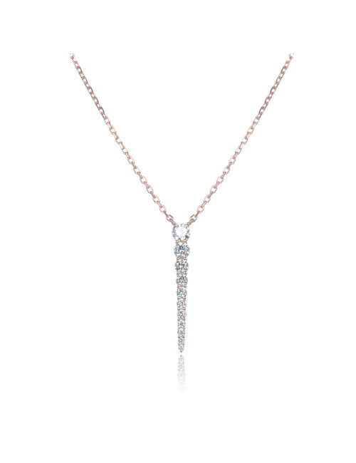 Collier Stalactite avec chute Diamants Ronds en Argent Massif ou Doré