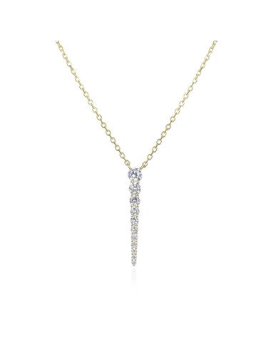 Collier Stalactite avec chute Diamants Ronds en Argent Massif ou Doré