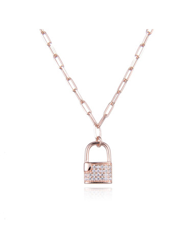 Collier Maille XXL Cadenas pavé de diamant en  Oxyde en Argent Massif