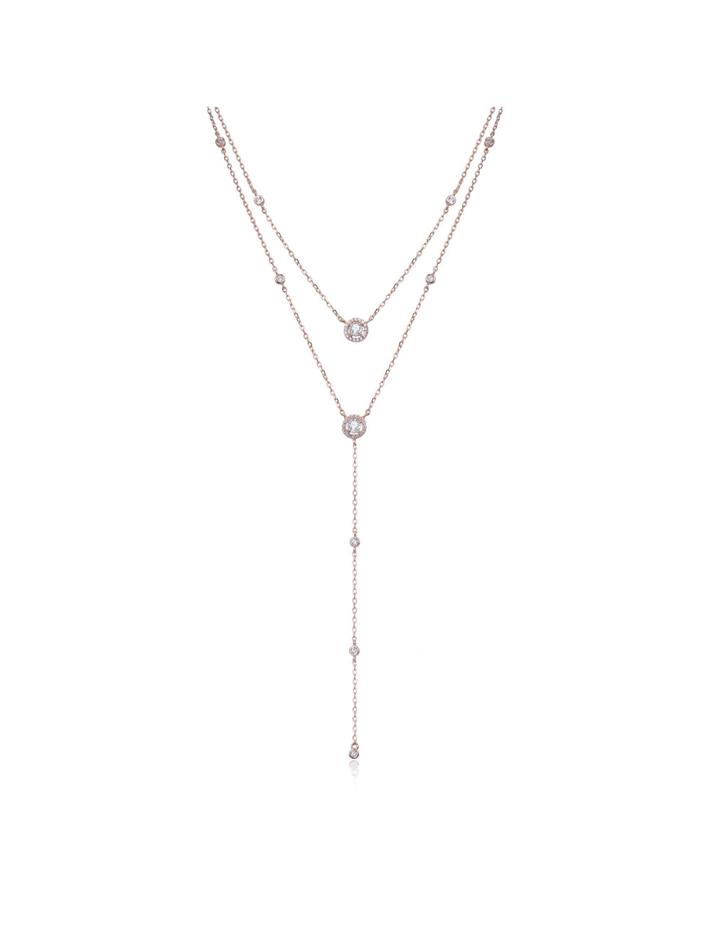 Collier double Ras-du-Cou et Collier Cravate avec Oxyde de Zirconium r