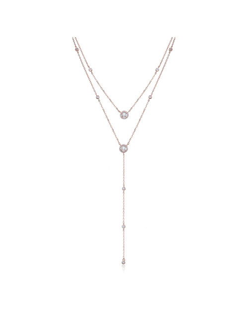 Collier double Ras-du-Cou et Collier Cravate avec Oxyde de Zirconium r