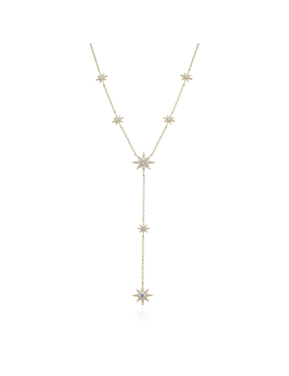 Collier Cravate Flocons  pavés  de Diamants - Or Fin et Argent Massif