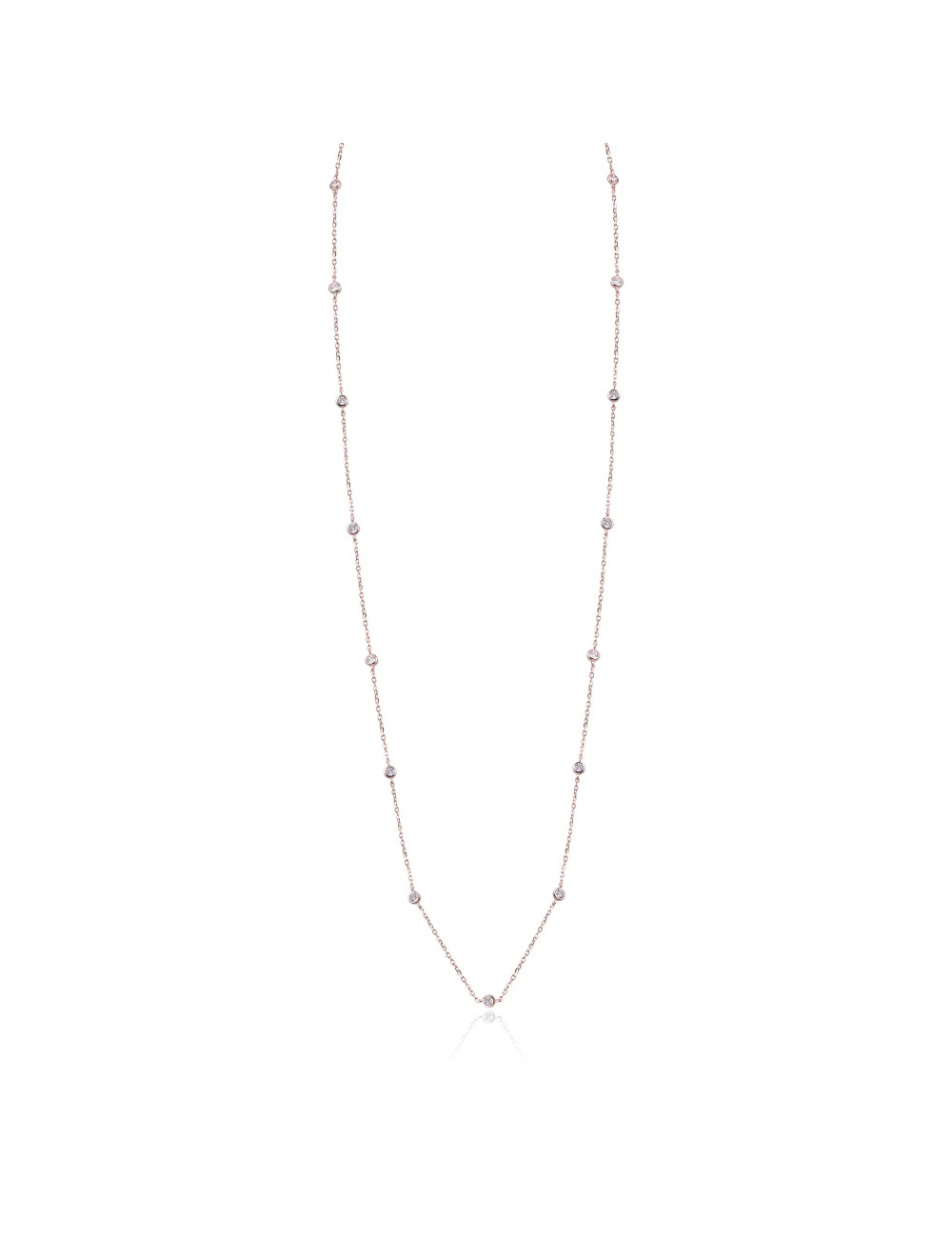 Collier Sautoir avec diamants sertis clos en Argent Massif ou Doré Or