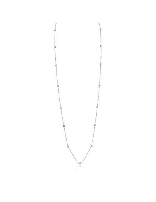 Collier Sautoir avec diamants sertis clos en Argent Massif ou Doré Or