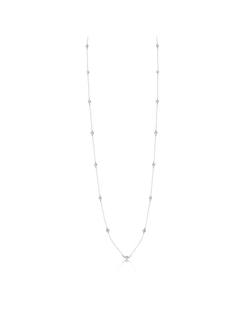 Collier Sautoir avec diamants sertis clos en Argent Massif ou Doré Or