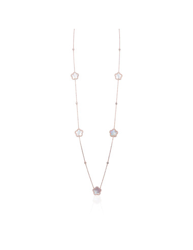 Sautoir Fleurs Nacres Collier en  Argent Massif ou Or fin