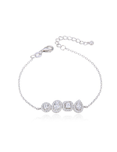 Bracelet chaîne Rond Oval Carré Poire avec Diamants - Argent 925