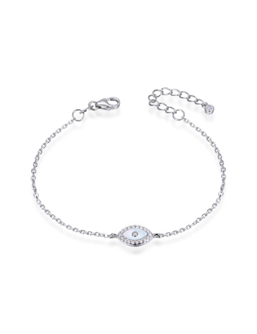 Bracelet chaîne fine avec Charms oeil de Nacre, Or Fin ou Argent 925