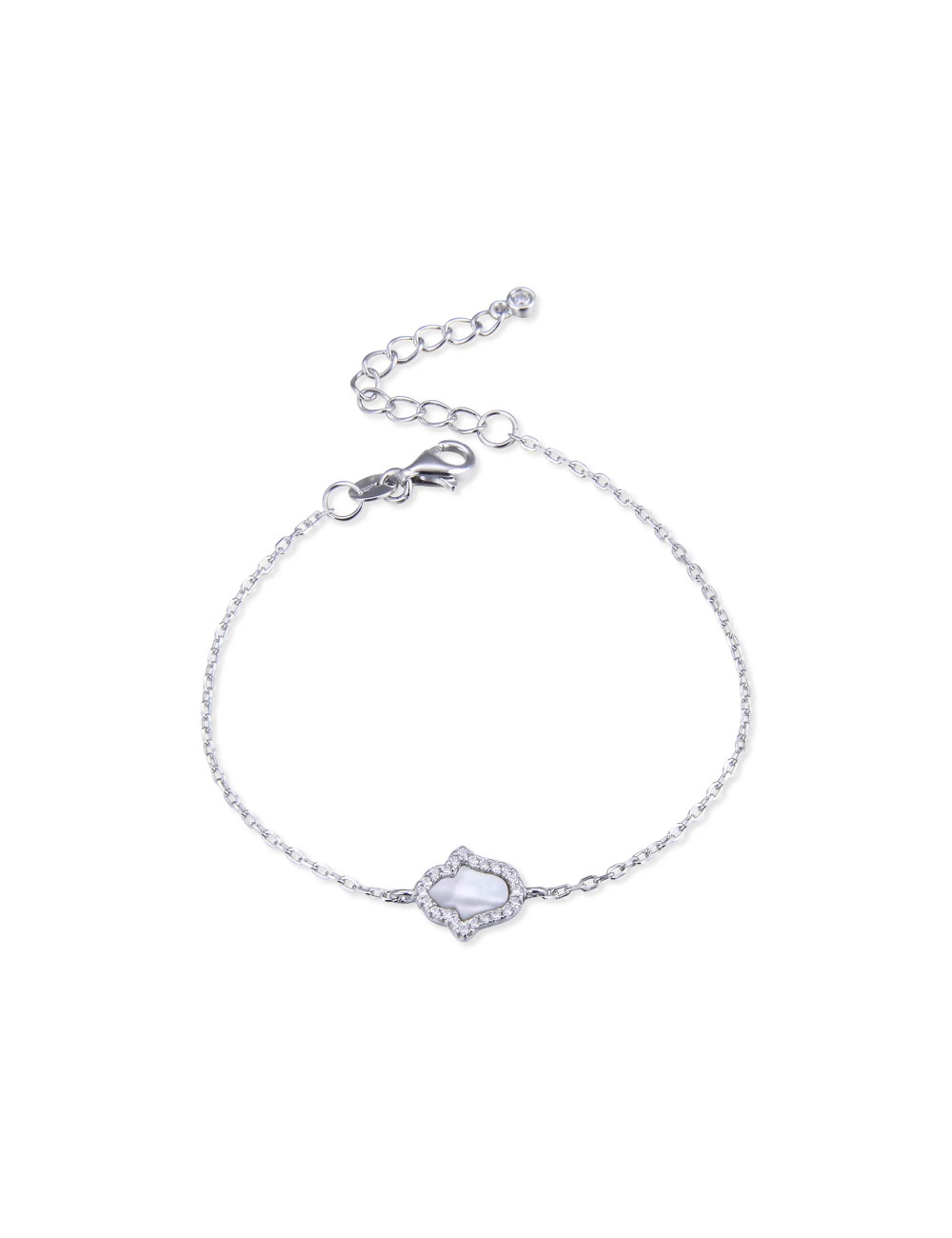 Bracelet chaîne fine avec Charms main de Nacre, Or Fin ou Argent 925