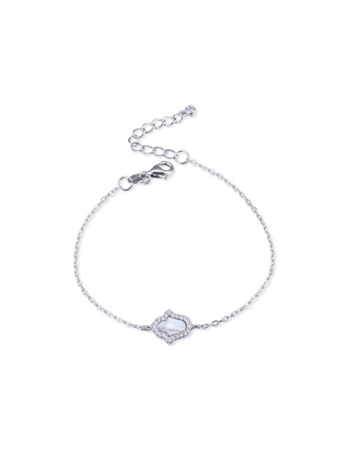 Bracelet chaîne fine avec Charms main de Nacre, Or Fin ou Argent 925