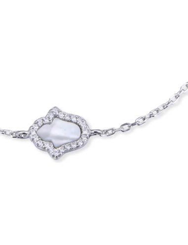 Bracelet chaîne fine avec Charms main de Nacre, Or Fin ou Argent 925