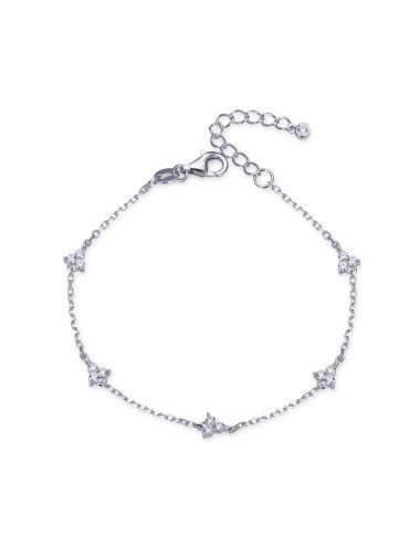 Bracelet chaîne fine avec  trios de diamants - Or Fin ou Argent 925