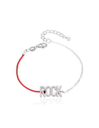 Bracelet ROCK mi-cordon rouge  mi-chaine- Or Fin ou Argent 925