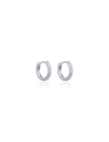 Créoles 11mm avec Diamants - Or fin ou en Argent Massif