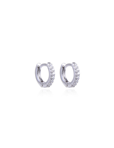 Créoles 10mm avec Diamants - Or fin ou en Argent Massif