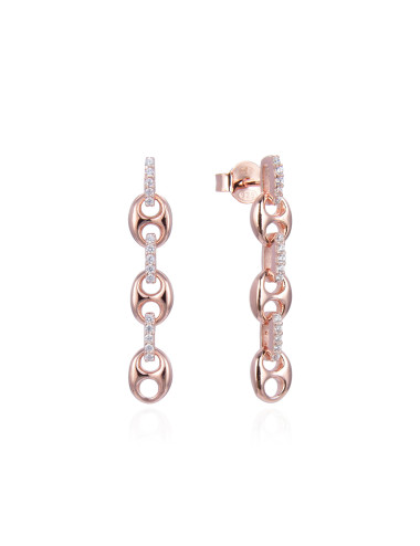 Boucles Pendantes Grains de Café et Diamants - Or fin, Argen Sterling