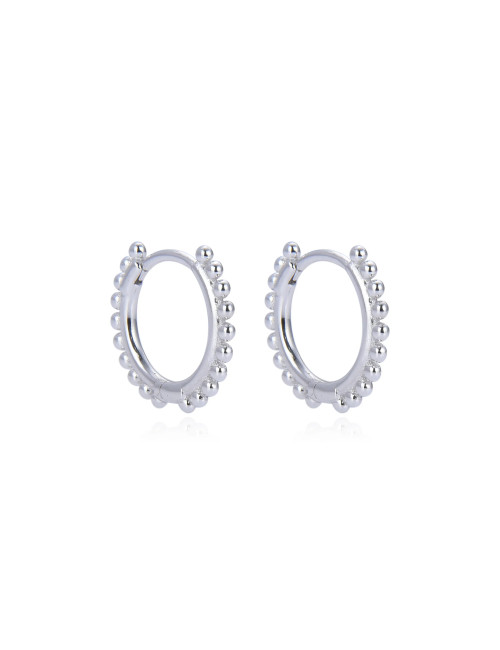 Créoles 14mm avec boules - Or fin ou en Argent Massif