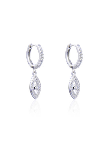 Boucles d'oreilles Créoles Pendantes OEIL serti de diamants