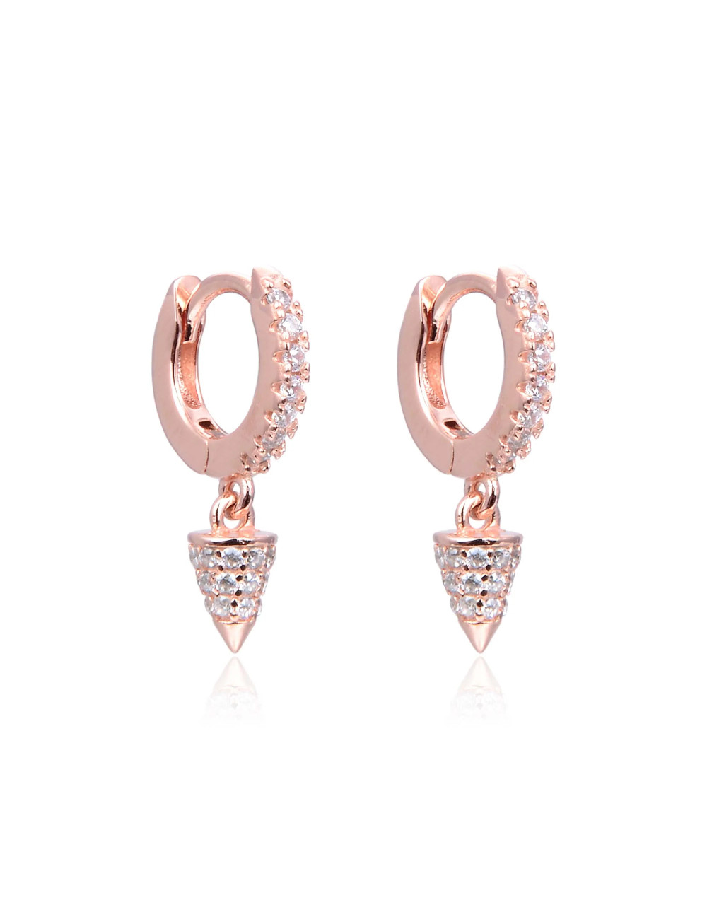 Boucles d'oreilles Créoles Pendantes PICS avec Cône serti de Diamants