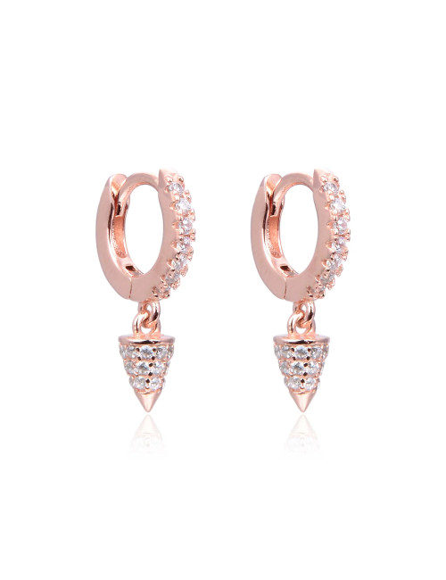 Boucles d'oreilles Créoles Pendantes PICS avec Cône serti de Diamants