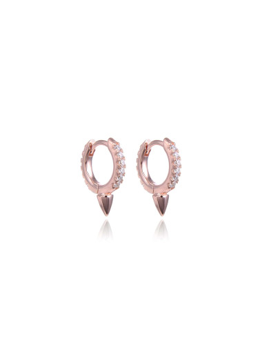 Boucles d'Oreilles Créoles serti de diamants avec Cône Mini PICS