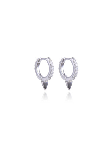 Boucles d'Oreilles Créoles serti de diamants avec Cône Mini PICS