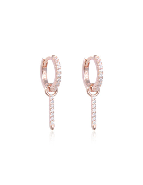 Boucles d'oreilles Créoles Pendantes avec Charms LINE serti de Diamants en argent