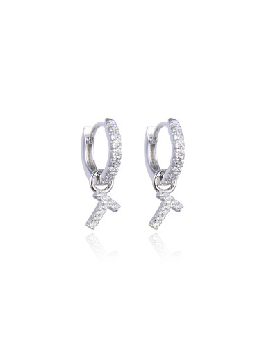 Boucles d'oreilles Créoles Pendantes OEIL serti de diamants