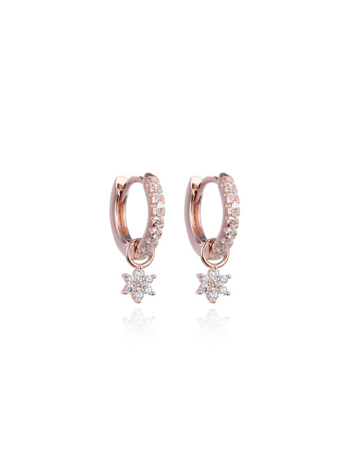 Boucles d'oreilles Créoles Pendantes avec ÉTOILE serti de diamants